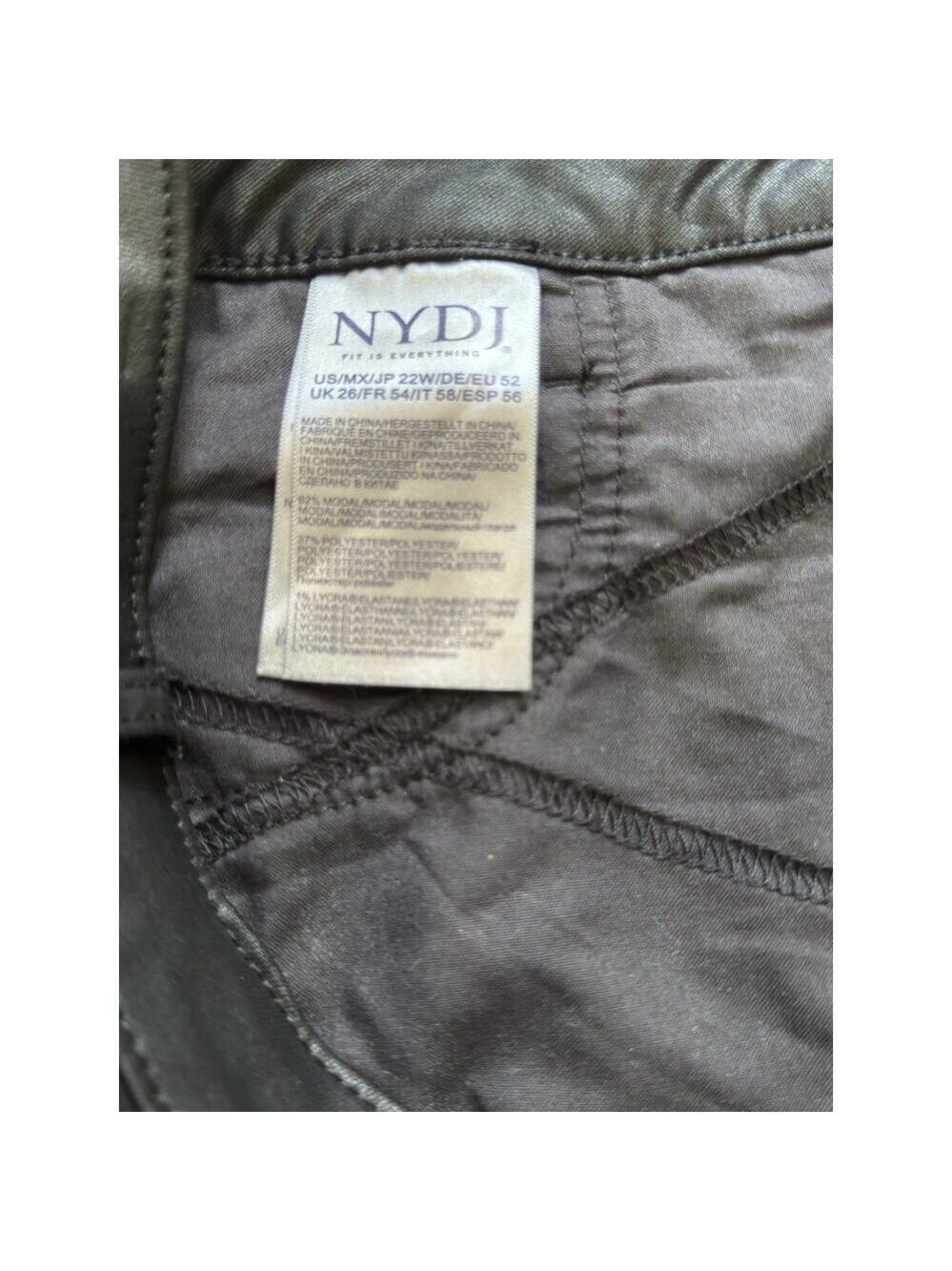 NYDJ Black Pants Women's Sz 22W Teresa Wide Leg Coated Jeans Crop Faux Leather - Picture 4 of 6